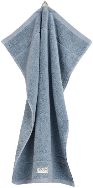 GANT Gästetuch - Premium Handtuch, Frottee, Bio-Baumwolle, Logo, uni Hellblau 30x50cm