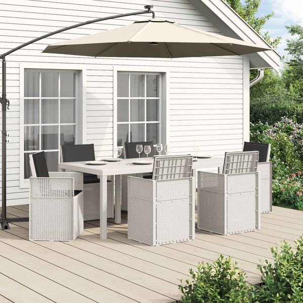 vidaXL Garten Essgruppe mit Kissen 7 pcs Weiß und Anthrazit PP 3430080