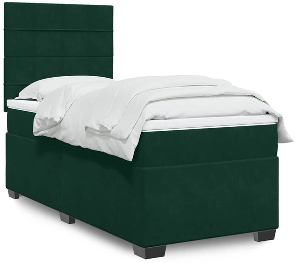 vidaXL Boxspringbett mit Matratze Dunkelgrün 80x200 cm Samt 3290765