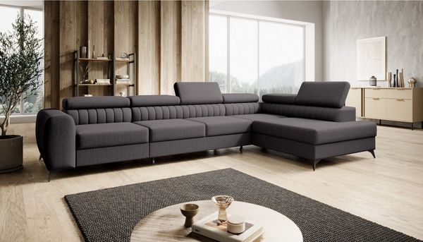 Muffo Ecksofa Piero maxi, mit Schlaffunktion und Bettkasten, Verstellbare Kopfstützen