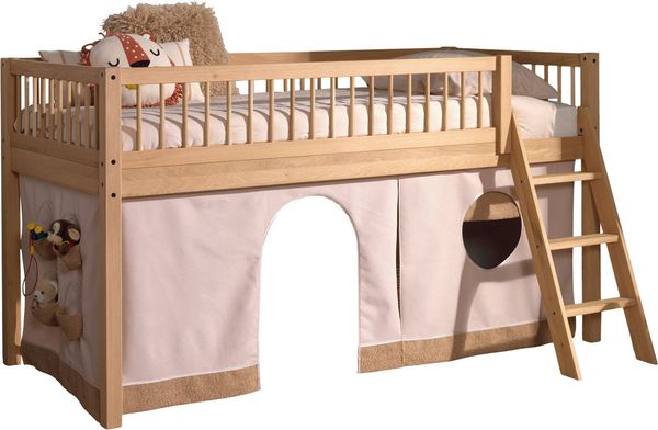 Home affaire Spielbett (Made in Europe), aus Eiche geölt, LF 90x2000cm, RR, Leiter, Vorhang u. Absturzschutz