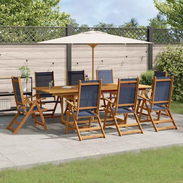 vidaXL 9-tlg. Garten-Essgruppe Massivholz Akazie und Textilene 3279307