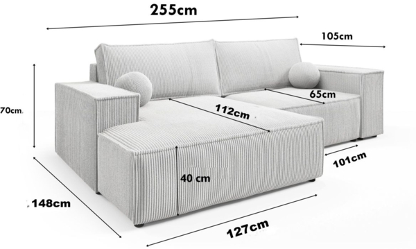 Ecksofa Schlafsofa CORUNIA XS Stoff Poso Blau Ottomane Rechts Bild 5