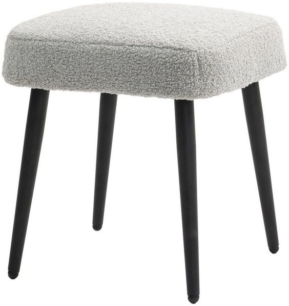 MC Star Fußhocker Sitzhocker quadratisch mit Kaschmir-Optik, Fußstütze (mit Stahlbeinen, ideal für Wohnzimmer & Schlafzimmer, hellgrau)