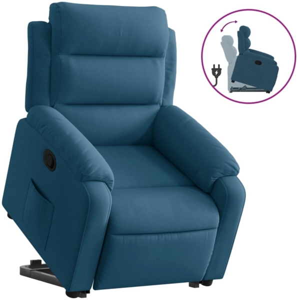 vidaXL Relaxsessel mit Aufstehhilfe Blau Samt 3205102