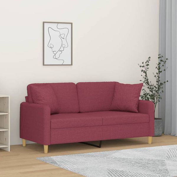 vidaXL 2-Sitzer-Sofa mit Zierkissen Weinrot 140 cm Stoff 3200915