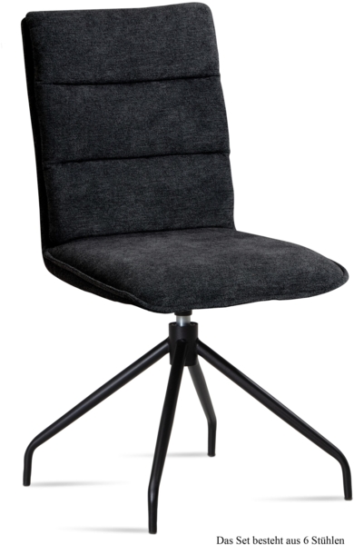 Esszimmerstuhl drehbar (6er-Set) Donata 47x92x60 Schwarz/Anthrazit