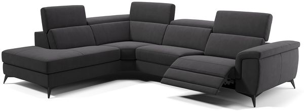 Sofanella Ecksofa AMARO Sofalandschaft Funktionssofa Stoff in Schwarz S: 286 Breite x 108 Tiefe