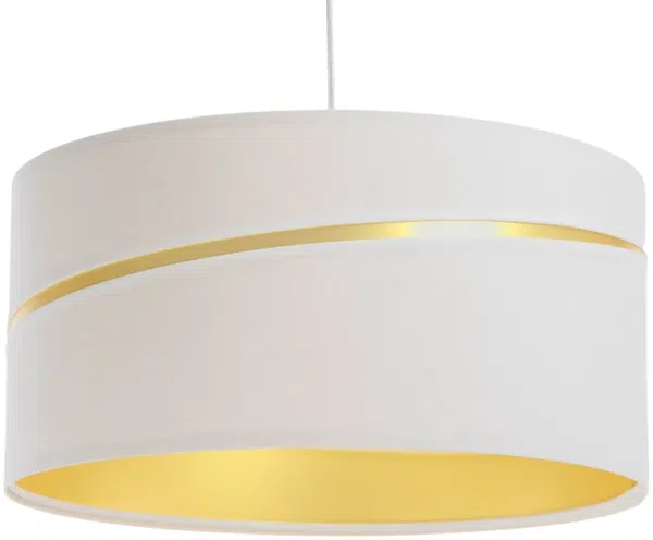 BPS Koncept 01A-062-30 Hängeleuchte SWING Velourss auf PVC-Basis weiß, gold 1xE27 60W H:102 Ø30cm dimmbar