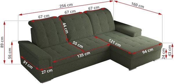 L-förmige Ecksofa mit gesteppter Sitzfläche und Rückenlehne, verstellbare Rückenkissen, Schlaffunktion und Bettkasten - MADRITO - Grün Boucle - rechte Seite Bild 8