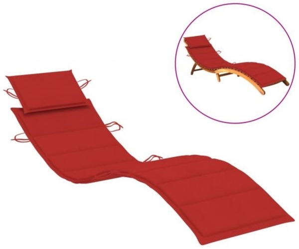 vidaXL Sonnenliegen-Auflage, Oxford-Gewebe , Rot, 3 x 186 x 58 cm