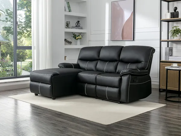 Vente-unique - CANBY Sofa Kunstleder Schwarz - B 151 cm x H 98 cm x L 189 cm