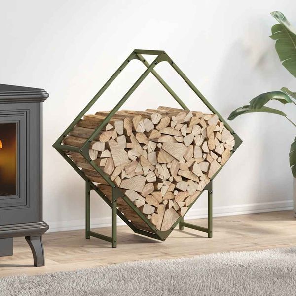 vidaXL Brennholzregal Olivgrün 80x25x80 cm Kaltgewalzter Stahl 864286