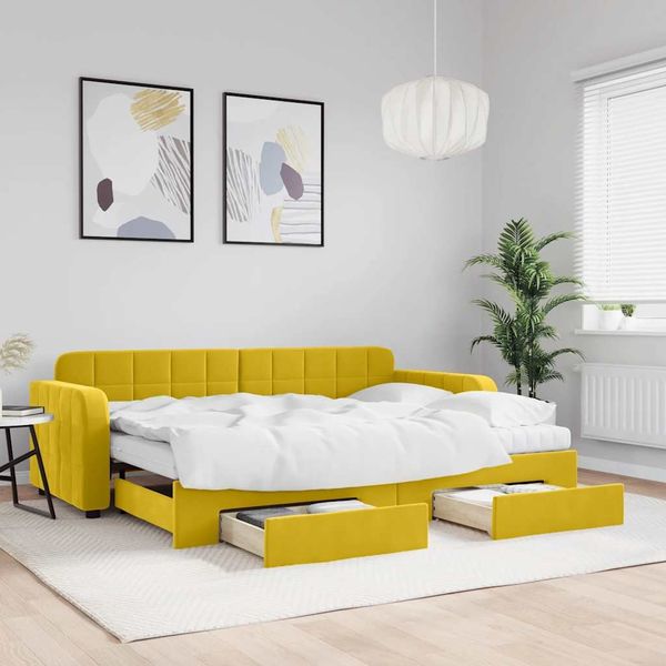 vidaXL Tagesbett Ausziehbar mit Schubladen Gelb 80x200 cm Samt 3196999