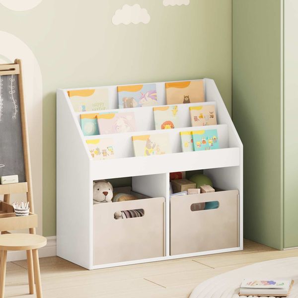 vidaXL Kinderregal mit Speicher Weiß 72,5 x 29,5 x 69 cm Holzwerkstoff 892379