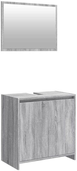 vidaXL 2-tlg. Badmöbel-Set Grau Sonoma Holzwerkstoff 835698