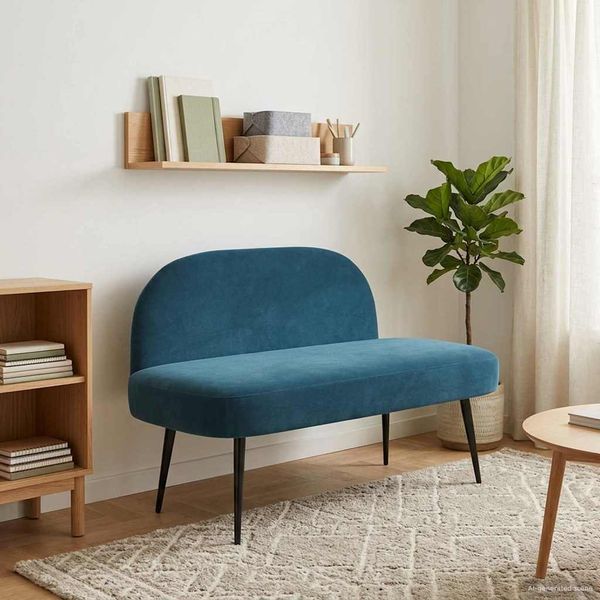 vidaXL Gepolsterte Bank mit Rückenlehne Blau 110 x 60 x 76 cm Samt 42040794