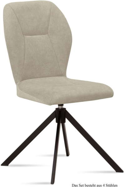 Esszimmerstuhl drehbar (4er-Set) Denyse 51x92x60 Schwarz/Natur
