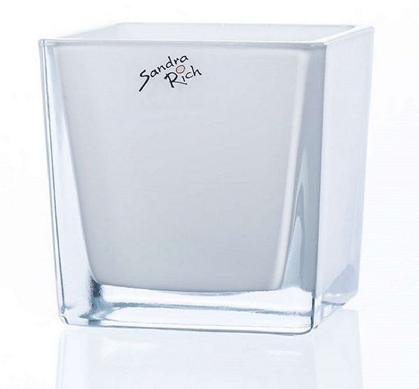 Sandra Rich Übertopf SANDRA RICH, Glasübertopf "CUBE" Pflanztopf Blumentopf Weiß 10x10cm