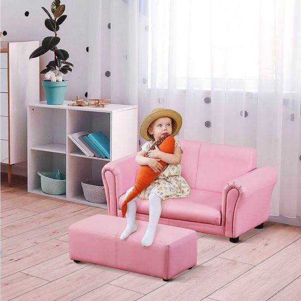 HOMCOM Sofa Kindersofa mit Hocker