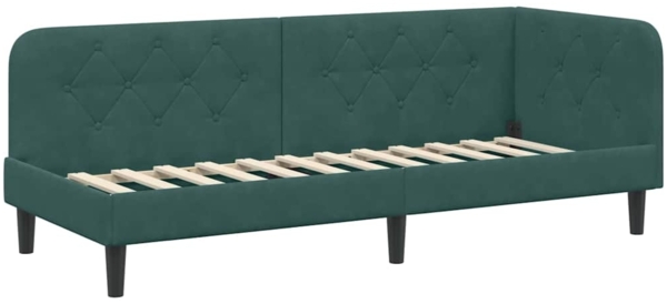 vidaXL Eckbettgestell mit Kopfteil Dunkelgrün 80 x 200 cm Samt 42016588