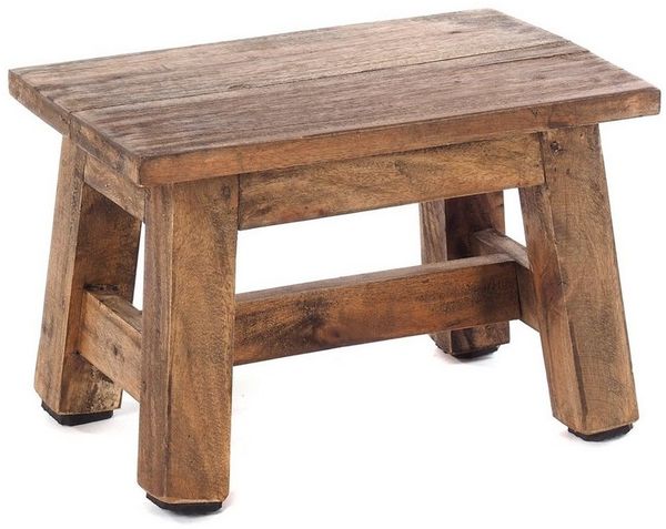 DESIGN DELIGHTS Rustikaler FUSSHOCKER Monte | 21 x 30 x 20 cm (HxBxT), Mahagoni Recyclinholz | Holzhocker | Farbe: 01 Natur-Vintage