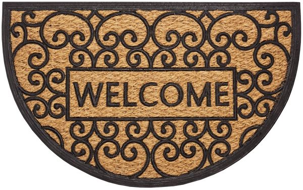 HANSE Home Fußmatte Welcome, Türmatte, halbrund, Höhe: 8 mm, Kokos, Gummi, Schmutzfangmatte, Outdoor, Rutschfest, Innen, Kokosmatte