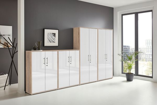 moebel-dich-auf Aktenschrank TABOR (Set 54, 2x Aktenschrank niedrig + 2x Aktenschrank hoch) abschließbar, Metallgriffe