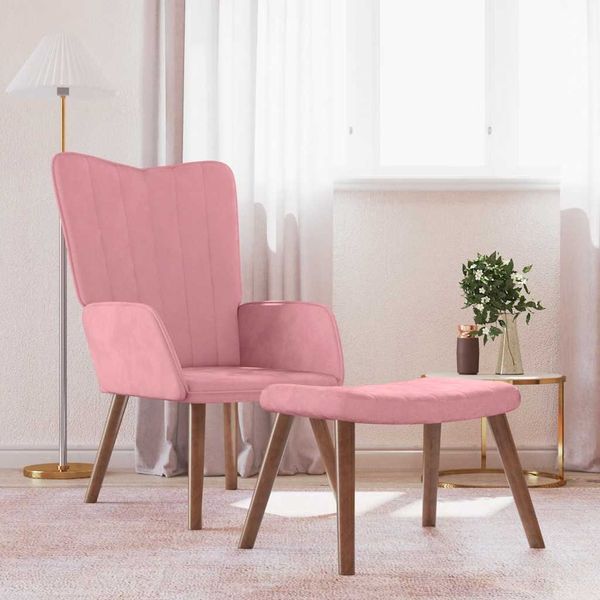 vidaXL Relaxsessel mit Hocker Rosa Samt [327670]