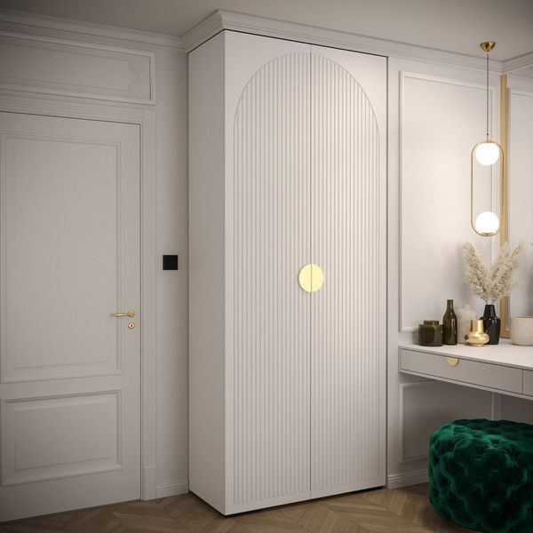 ABIKS MÖBEL Drehtürenschrank MANHATTAN RYFEL 1 Schlafzimmerschrank mit Kleiderstange und Regalen