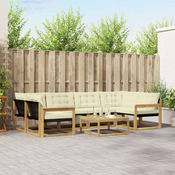 vidaXL Outdoor-Sofagarnitur 7 pcs Weiß und Creme 79 x 79 x 37 cm 3388460