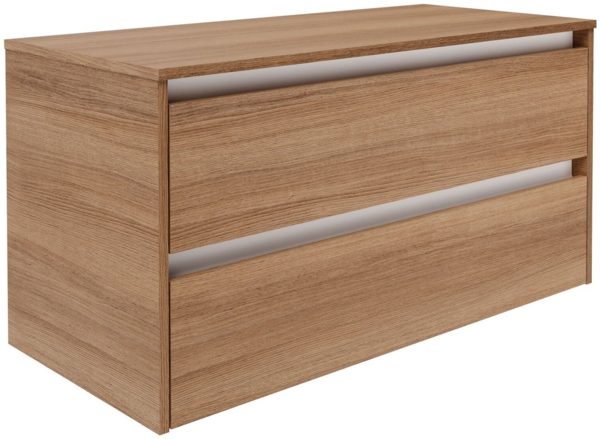 FACKELMANN VITA Waschbeckenunterschrank 100 cm breit, Braun hell, mit weißen Blenden