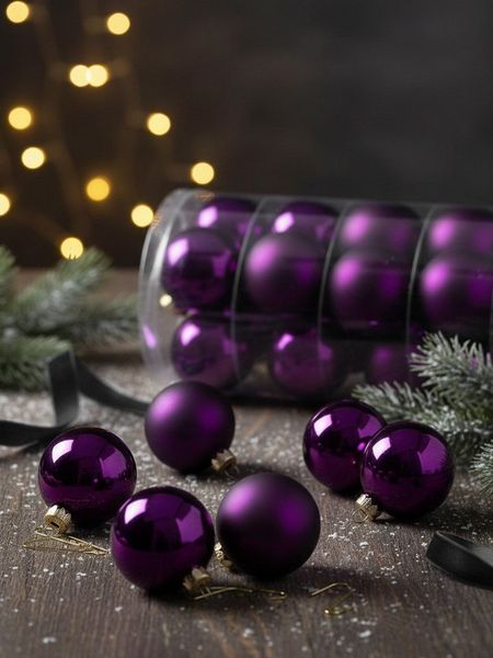 MAGIC by Inge Weihnachtsbaumkugel Weihnachtskugeln 20 Stk 6cm purple symphony + 40 Haken gold