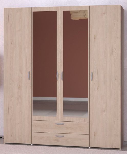 Furn. Design Kleiderschrank Enjour Eiche 4-türig mit Spiegel
