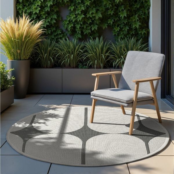HANSE Home Outdoorteppich Bowen Wendeteppich, rund, Höhe: 5 mm, In und Outdoor, Flachgewebe, wetterfest, pflegeleicht, robust