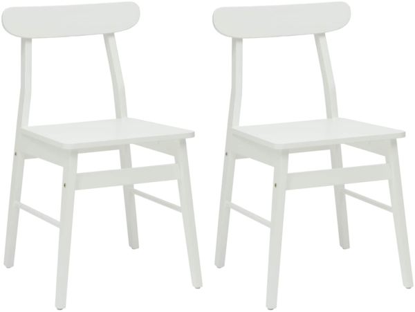 vidaXL Esszimmerstuhl 2 pcs Weiß 43 x 44,5 x 77 cm Massives Gummiholz 42020489