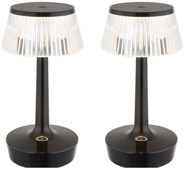 LED Tischleuchte, Touchdimmer, schwarz, Kristalleffekt, H 23 cm