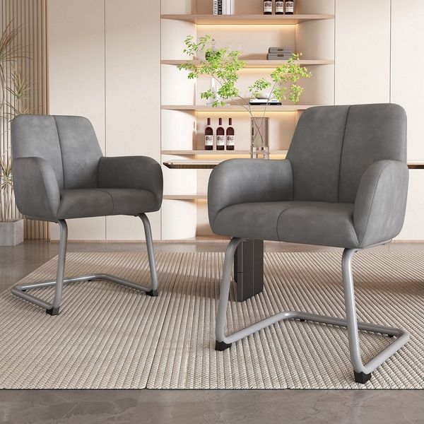 OKWISH Freischwinger Esszimmerstühle Polsterstuhl (2 St), Wohnzimmer Kunstleder