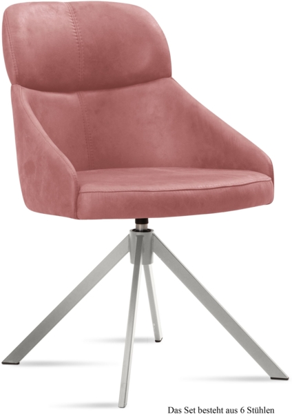 Esszimmerstuhl drehbar (6er-Set) Deeanne 52x82x63 Edelstahl/Rosewood