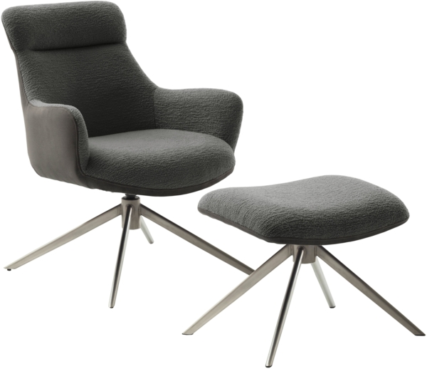 PELION Loungesessel inkl. Hocker - Anthrazit / Schwarz matt lackiert Bild 18