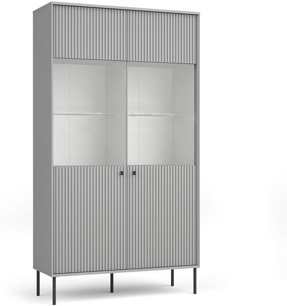 AX LIVING Vitrinen Schrank Irelis 105 cm Grau Schwarz Modern