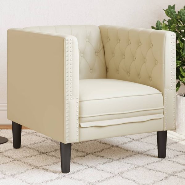 vidaXL Chesterfield-Sessel Creme Kunstleder 372653
