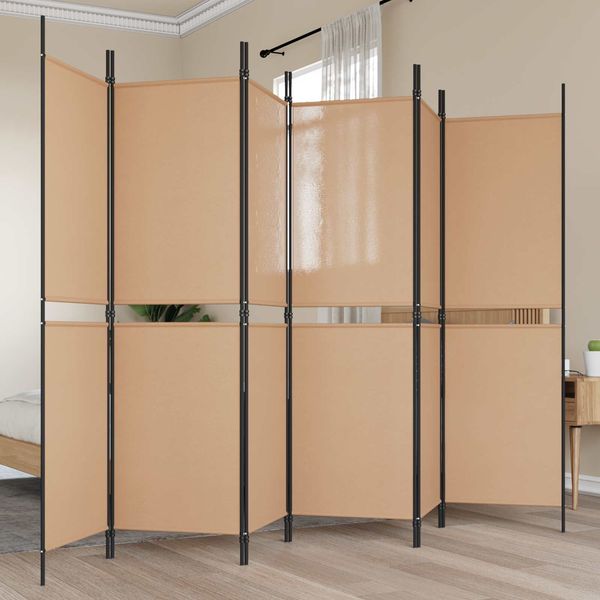 vidaXL 6-teiliger Raumtrenner Beige 300 x 180 cm Stoff 42039218