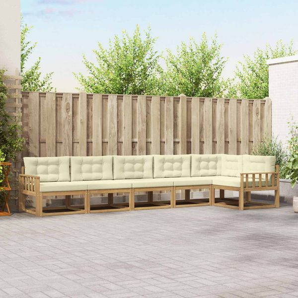 vidaXL Outdoor-Sofagarnitur mit Kissen 4 pcs Weiß und Creme Polyester 3386509