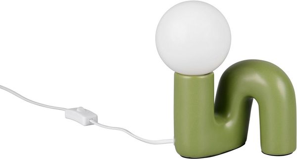 Reality Leuchten Tischleuchte QUINN, Keramik Tischlampe m. Glasschirm, Set inkl 2xG9 Leuchtmittel 3W, Ein-/Ausschalter, Leuchtmittel wechselbar, Warmweiß, Design Nachttischlampe, Schreibtischlampe Höhe 22cm, Glas Lampenschirm