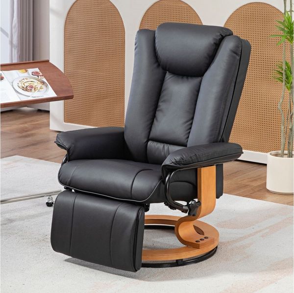HOMCOM Relaxsessel Modernes Sessel mit Fußstütze (Liegesessel, 1-St, TV-Sessel), für Wohnzimmer, Schlafzimmer, Schwarz