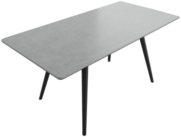 Esstisch 160x80cm graue Keramikplatte schwarze konische Tischbeine : Grau