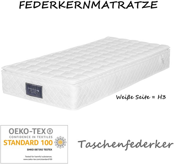 Polsterbett 90x200 cm mit gepolstertem Kopfteil, Stoffbett in Grau, stabile Holzlatten, ruhiges Design,inklusive Matratze Bild 5