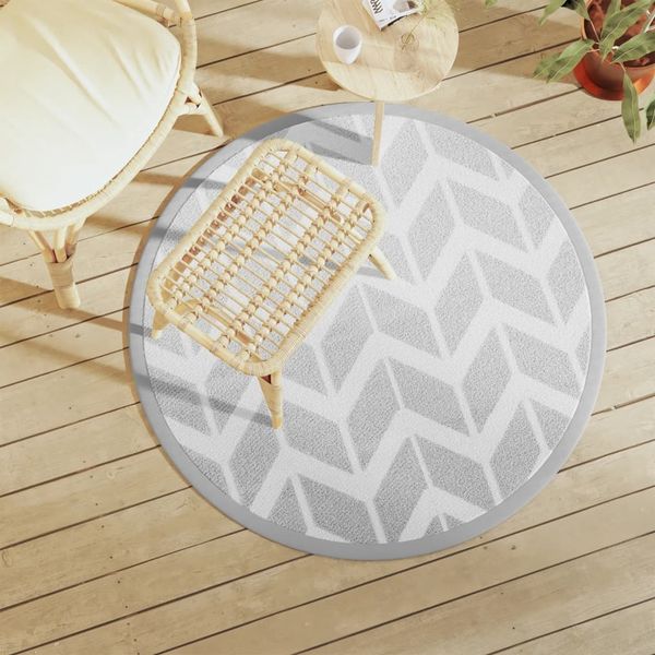 vidaXL Outdoor-Teppich ARAKIL Grau Ø120 cm PP 368522