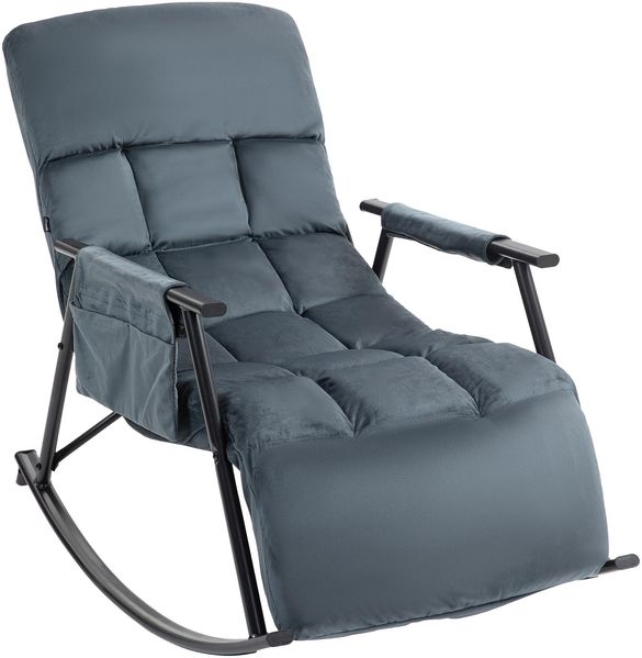Schaukelstuhl JULIA Indoor - 61x100x66cm, Samt, Dunkelgrau | Liegestuhl Relaxstuhl Sofastuhl